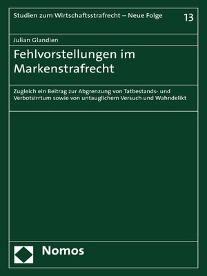 cover image of Fehlvorstellungen im Markenstrafrecht